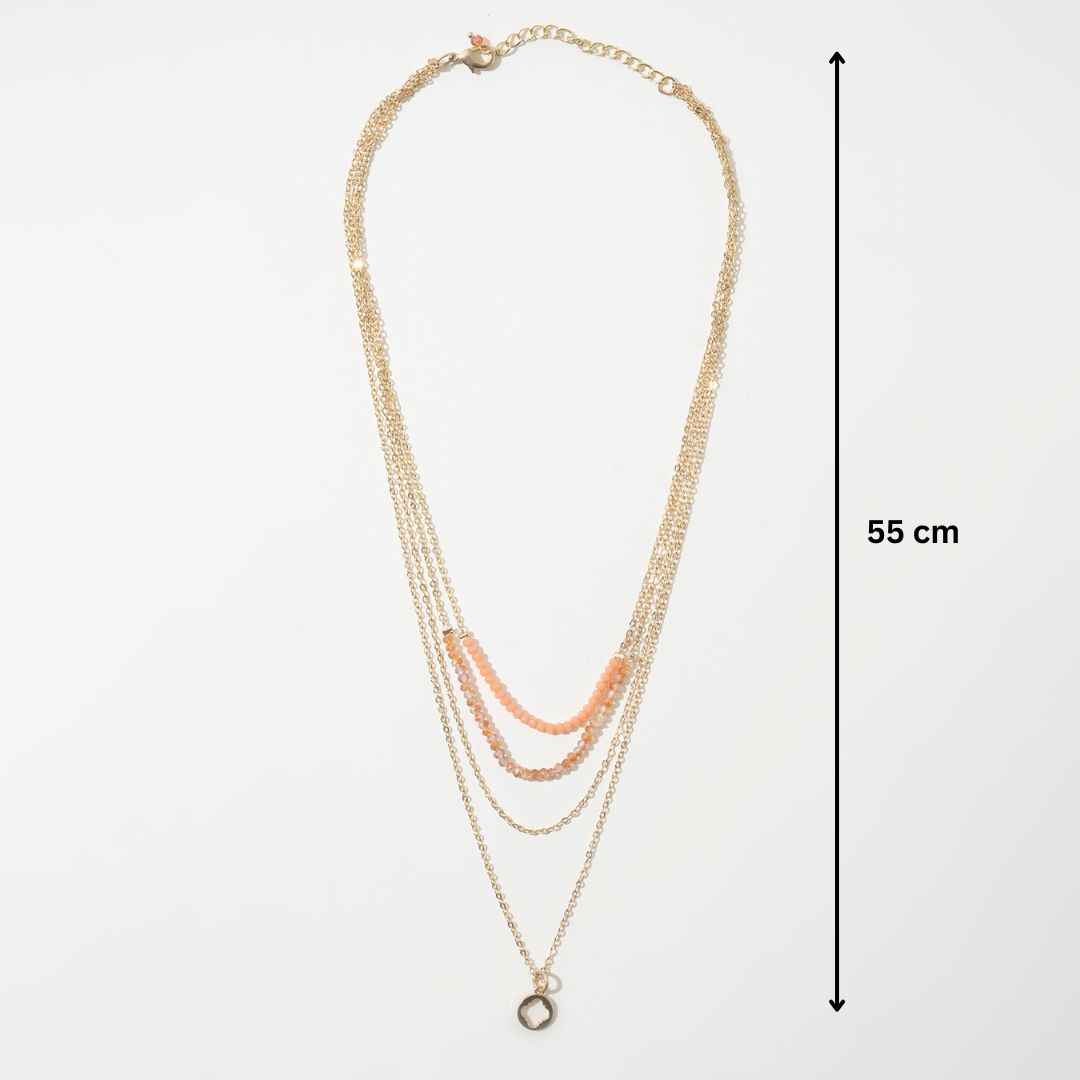 Semi precious Stones Layered Charm Necklace