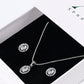 Oval Shaped American Diamond Crystal Pendant Set With Earrings