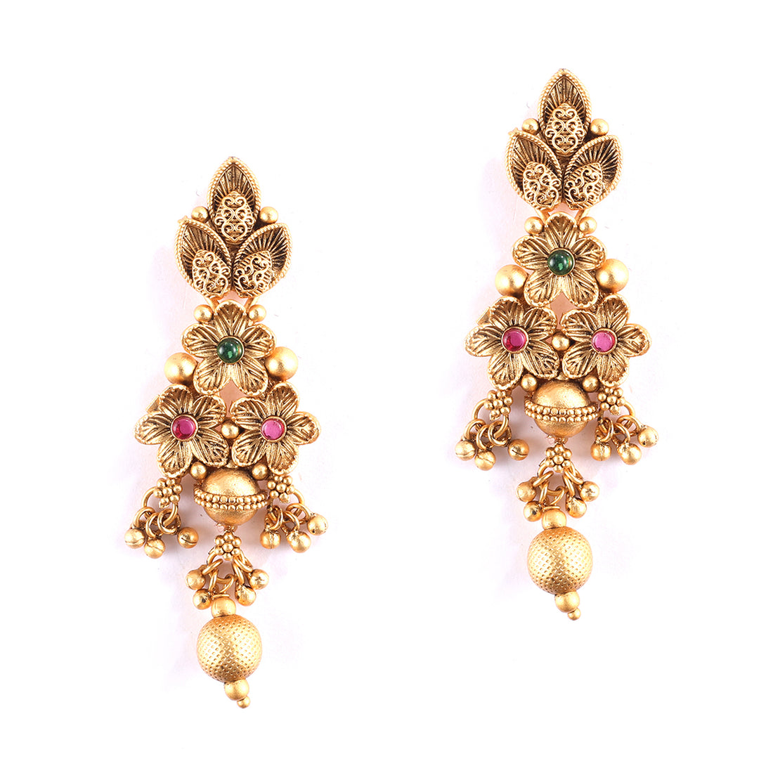 Traditional Indian Gold Necklace and Earrings Set