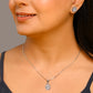 Oval Shaped American Diamond Crystal Pendant Set With Earrings