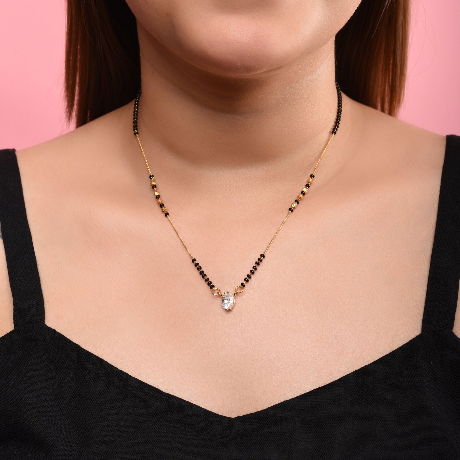 AMERICAN DIAMOND OVAL SOLITIARE MANGALSUTRA