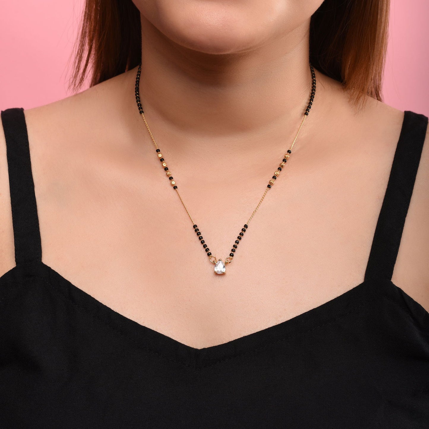 AMERICAN DIAMOND TEARDROP SOLITIARE MANGALSUTRA