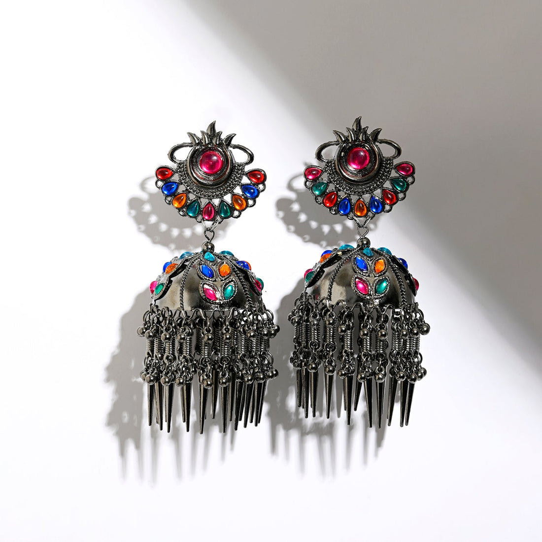 Aadhara Light Weight Oxidised Jhumka Earrings