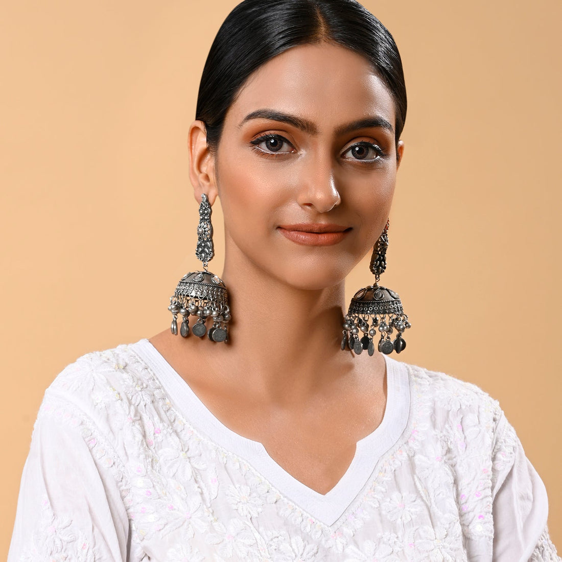 Alisha Light Weight Oxidised  Jhumka Earrings