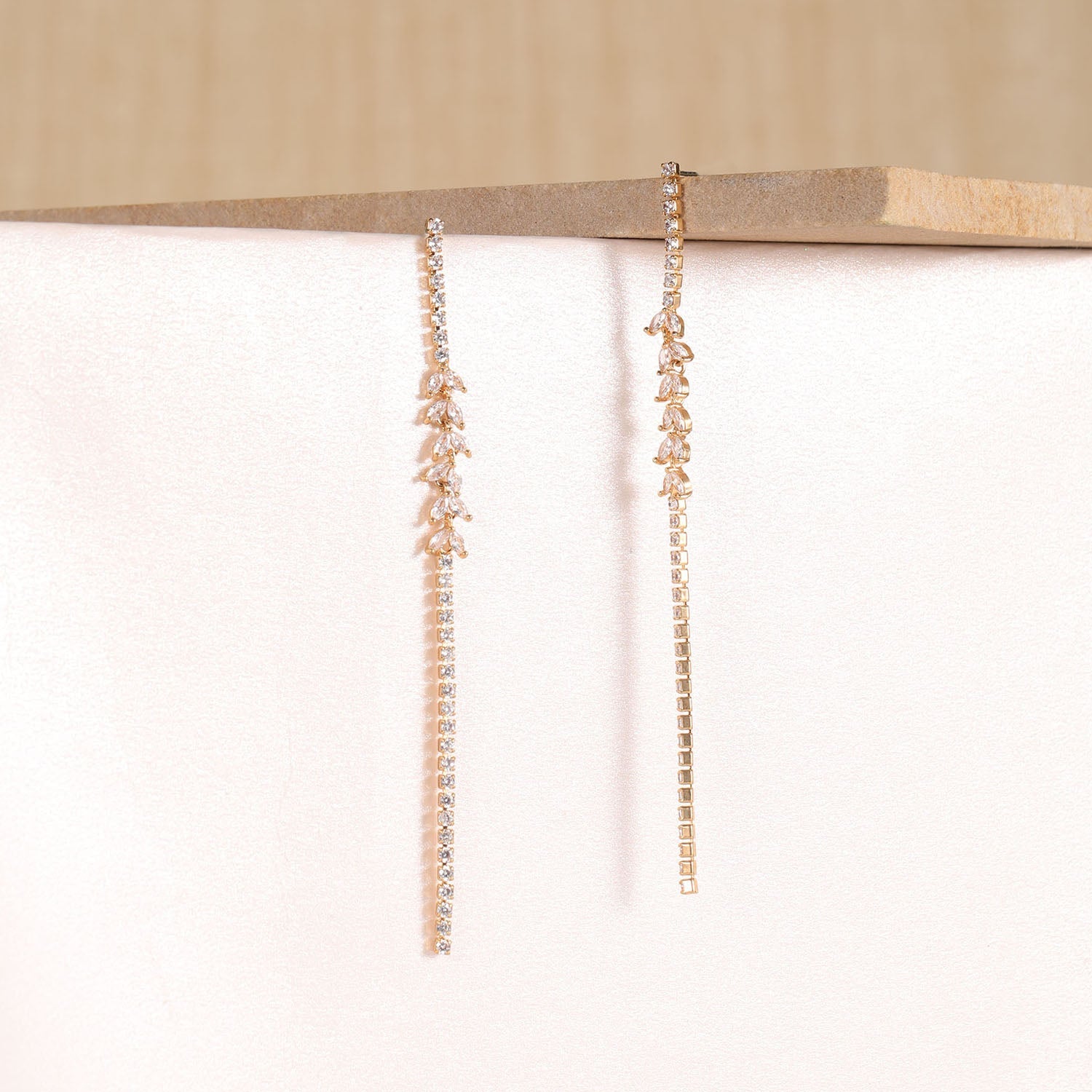 American Diamond Glass Petal Fall Drop Earrings