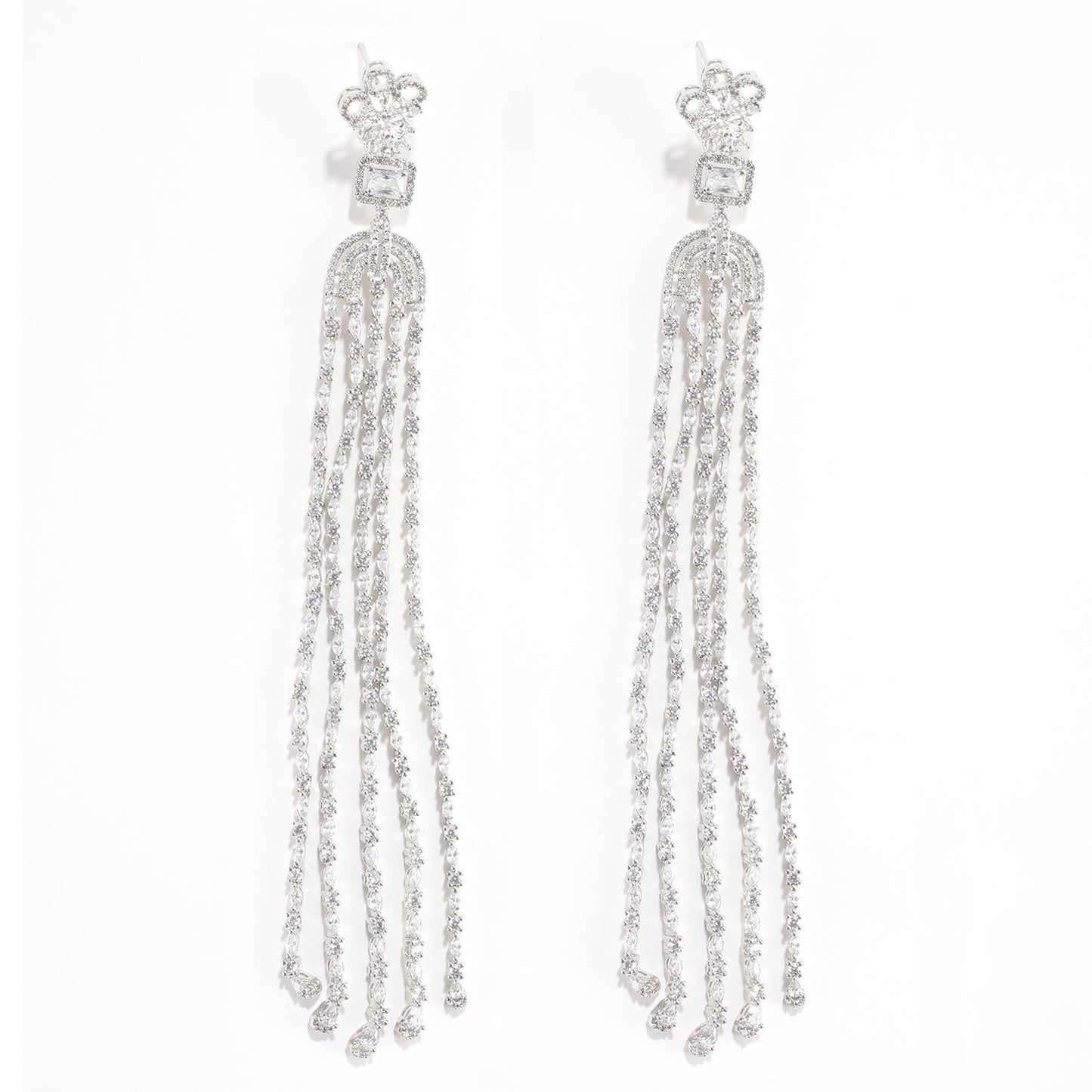 American Diamond Shoulder Length Party Earrings