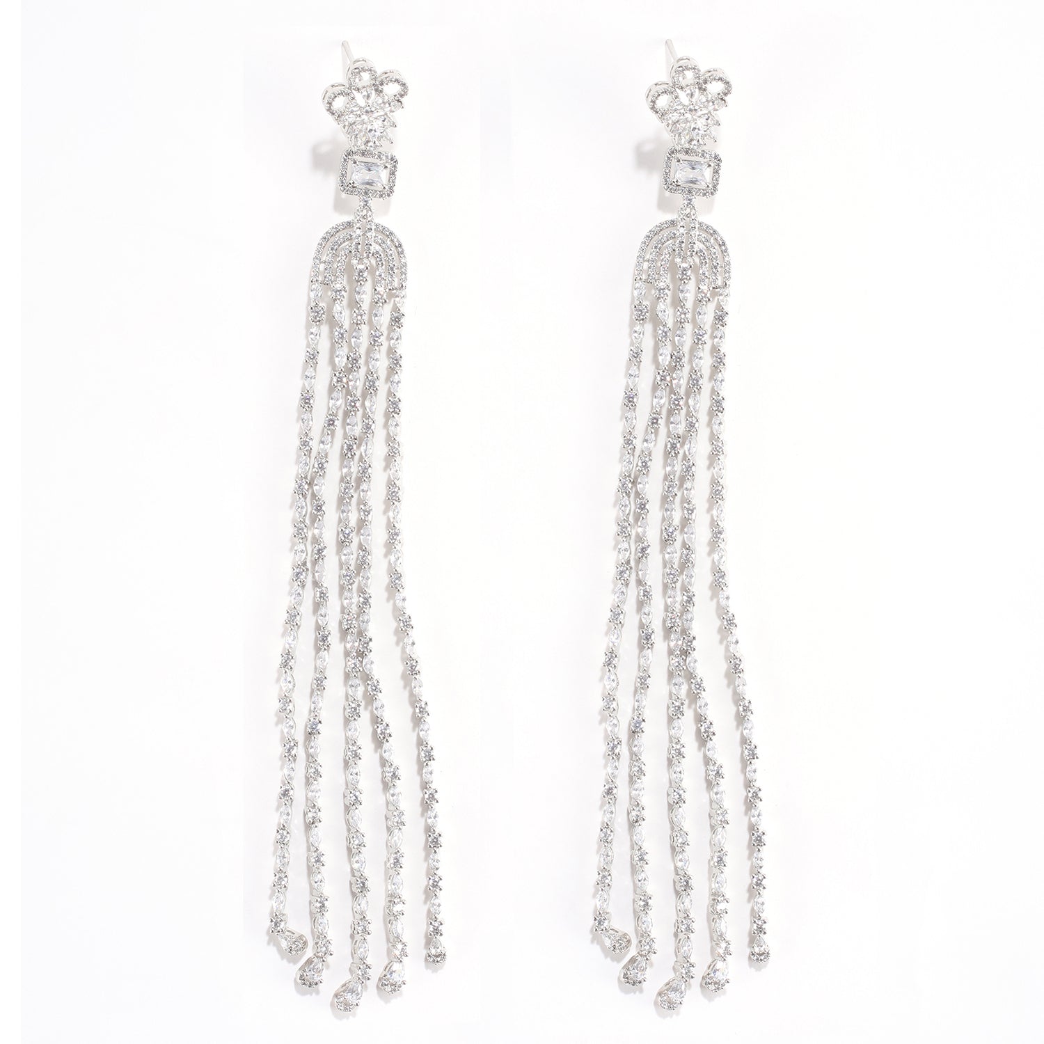 American Diamond Shoulder Length Party Earrings