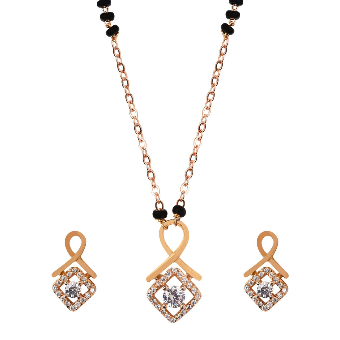 Amour Solitaire American Diamond Mangalsutra with Earrings