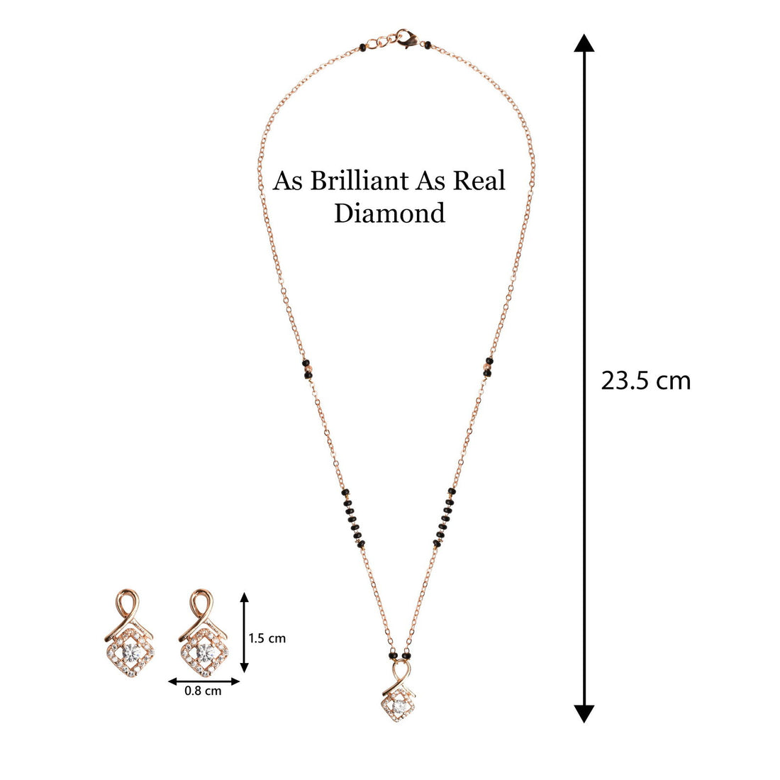 Amour Solitaire American Diamond Mangalsutra with Earrings