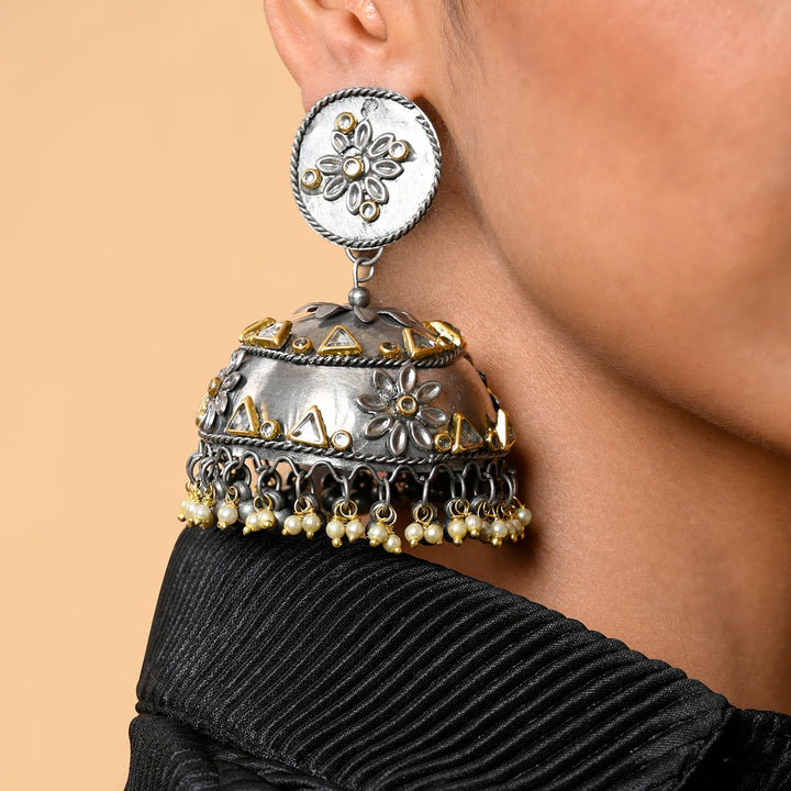 Anika Light Weight Oxidised Jhumka Earrings