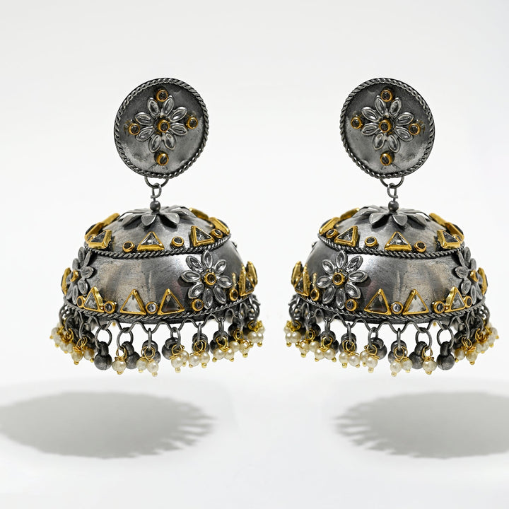 Anika Light Weight Oxidised Jhumka Earrings