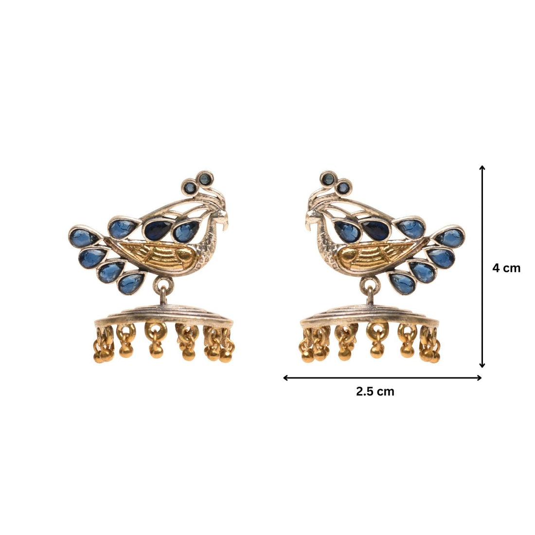 Antique Blue Mayil Peacock Jhumka Earrings