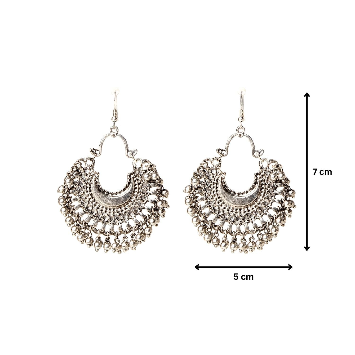 Antique Silver Carved Beads Hook Earrings