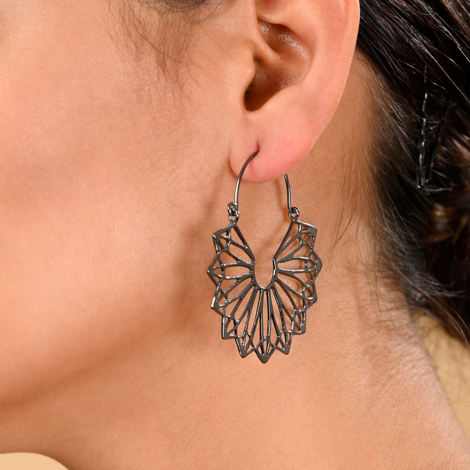 Antique Silver Lunar Hoop Earrings