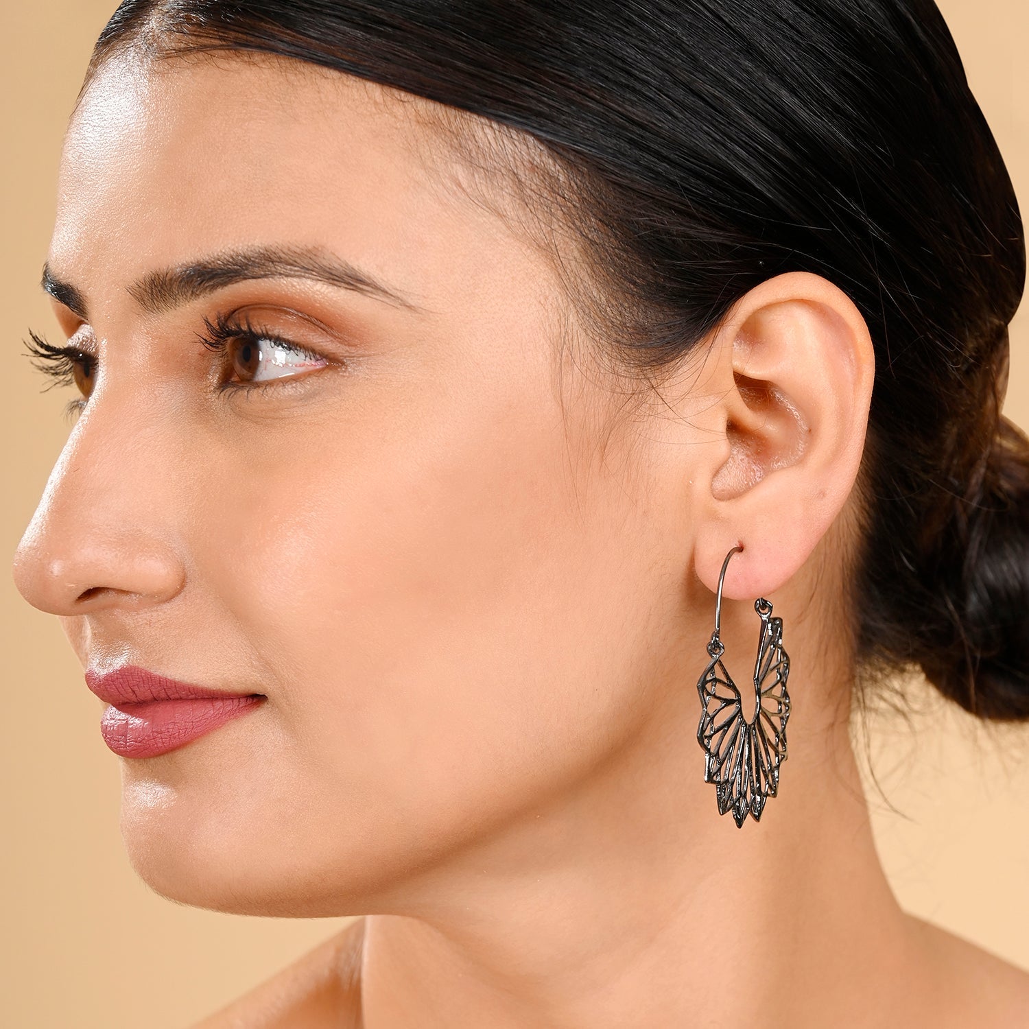 Antique Silver Lunar Hoop Earrings