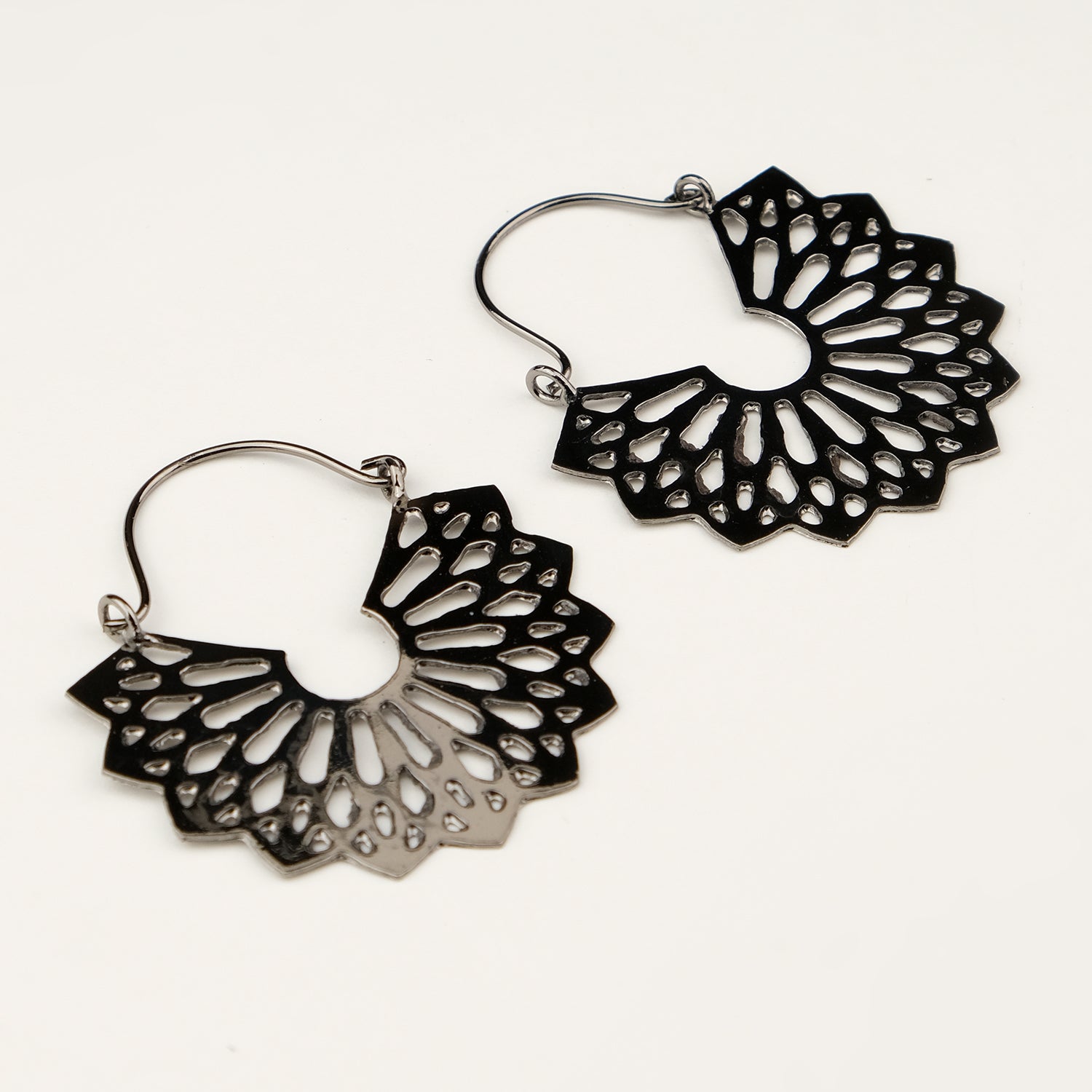 Antique Silver Lunar Hoop Earrings