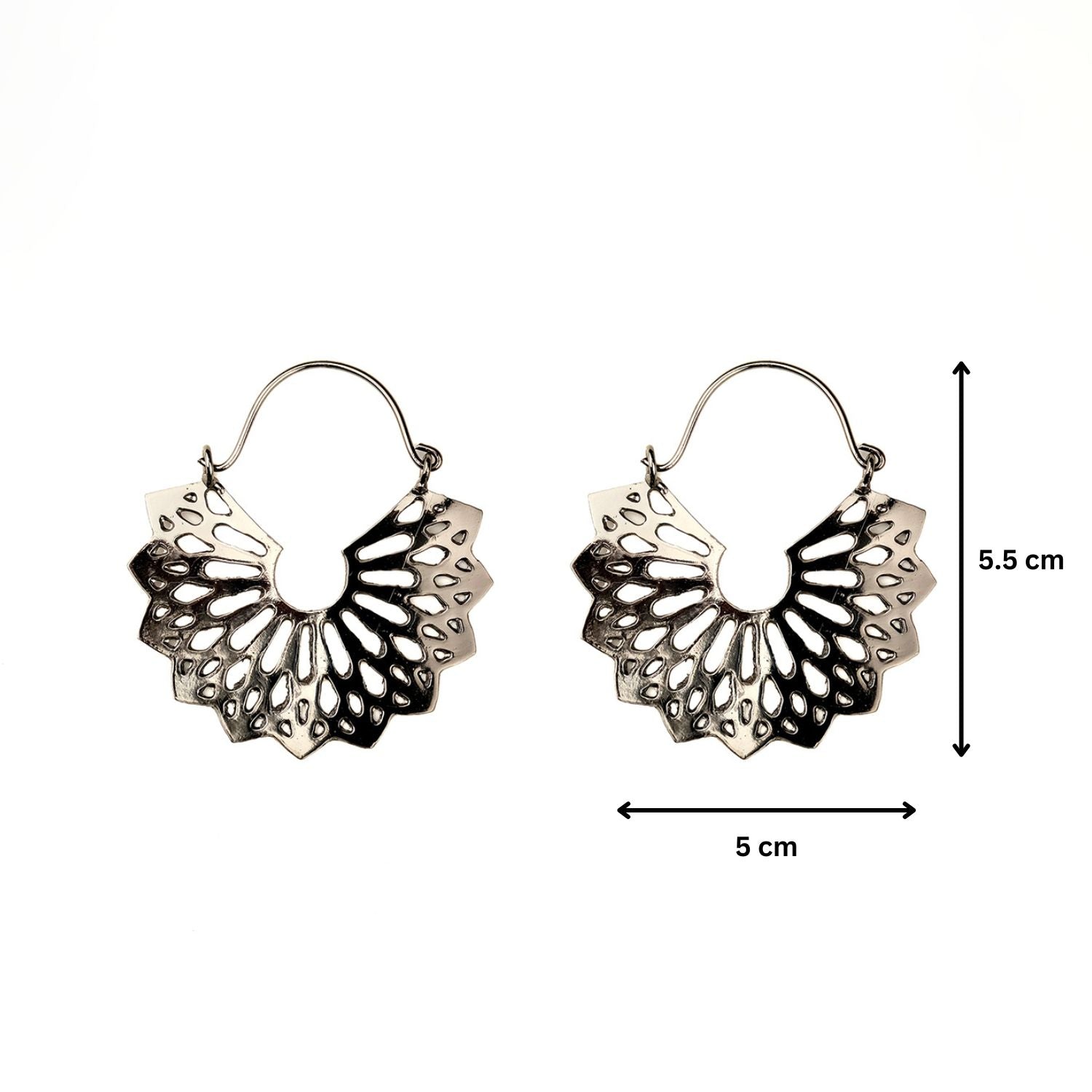 Antique Silver Lunar Hoop Earrings