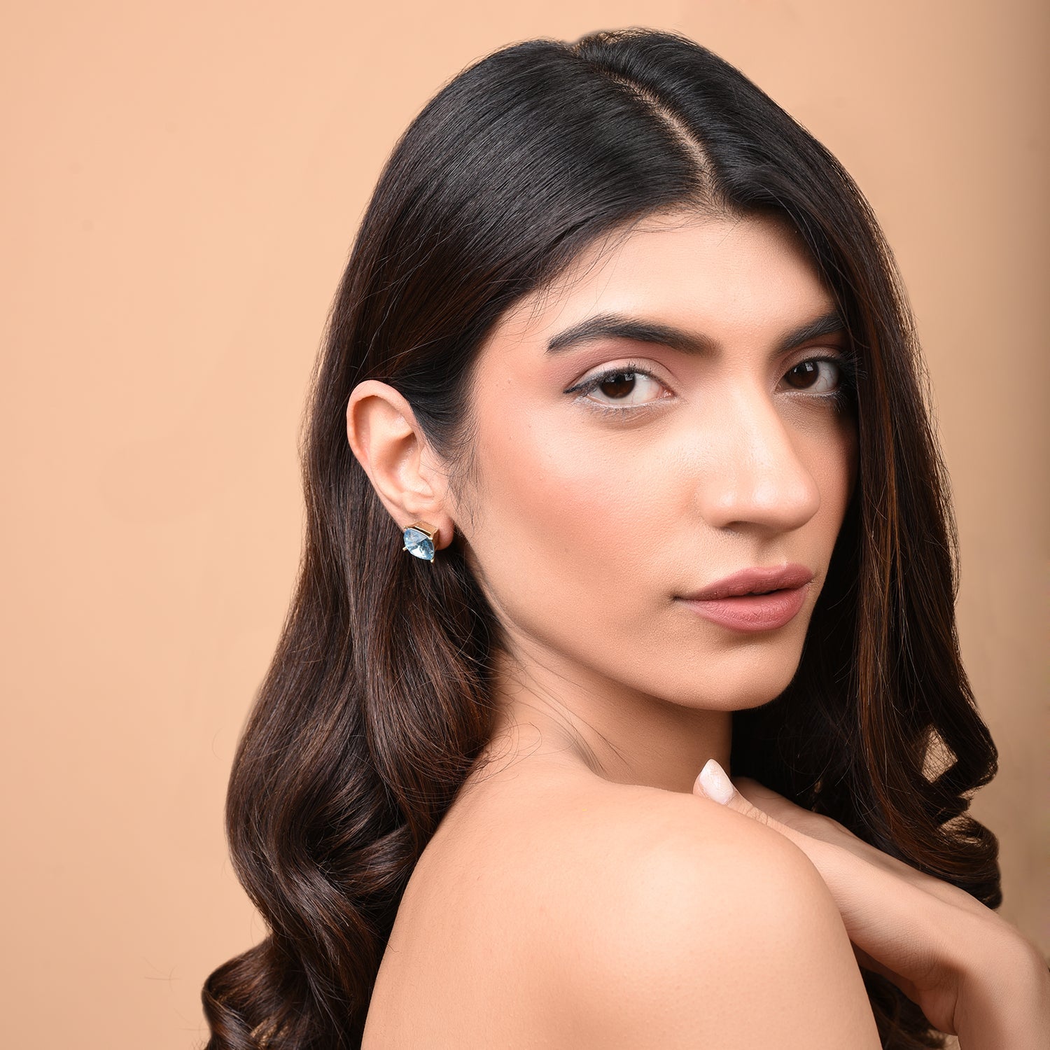 Aqua Opal Stud Earrings