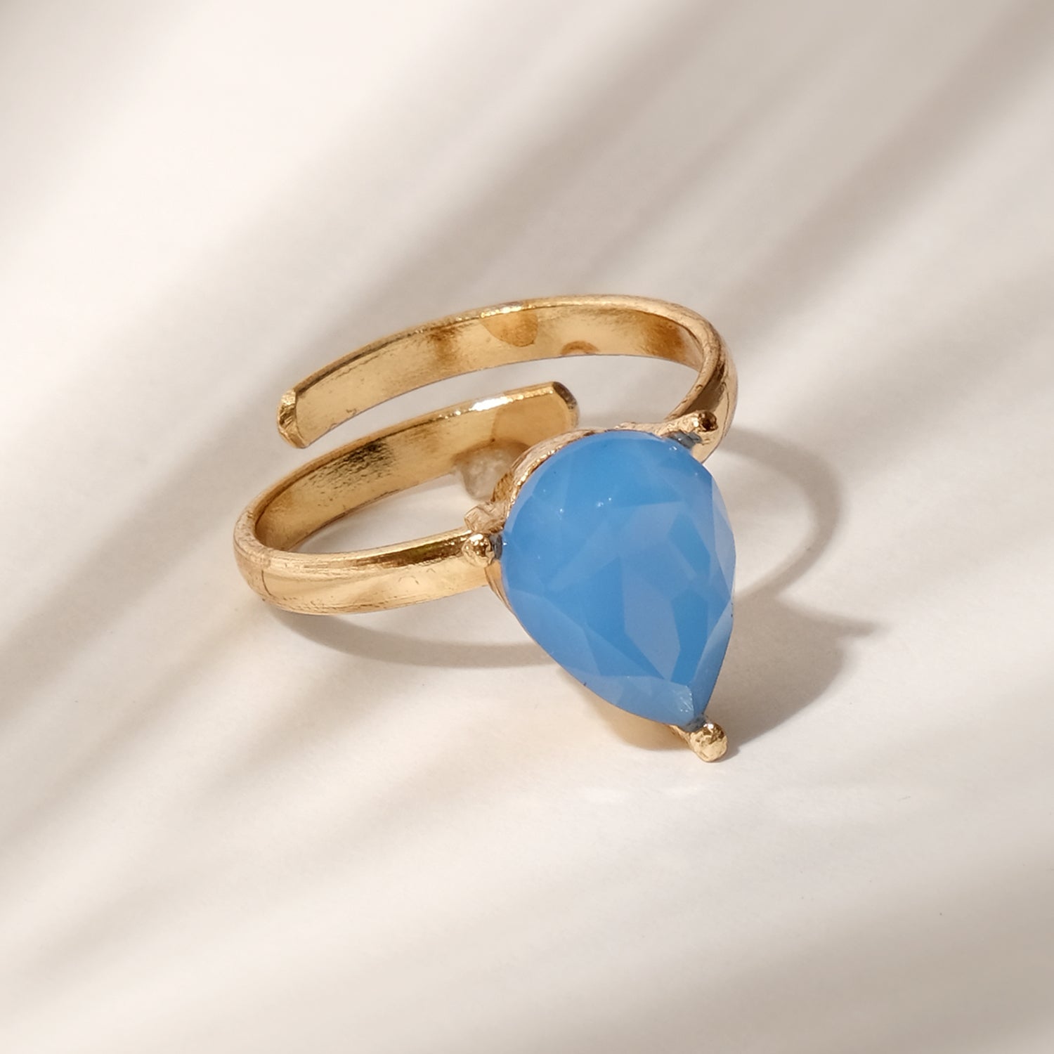 Azure Blue Glass Crystal Ring