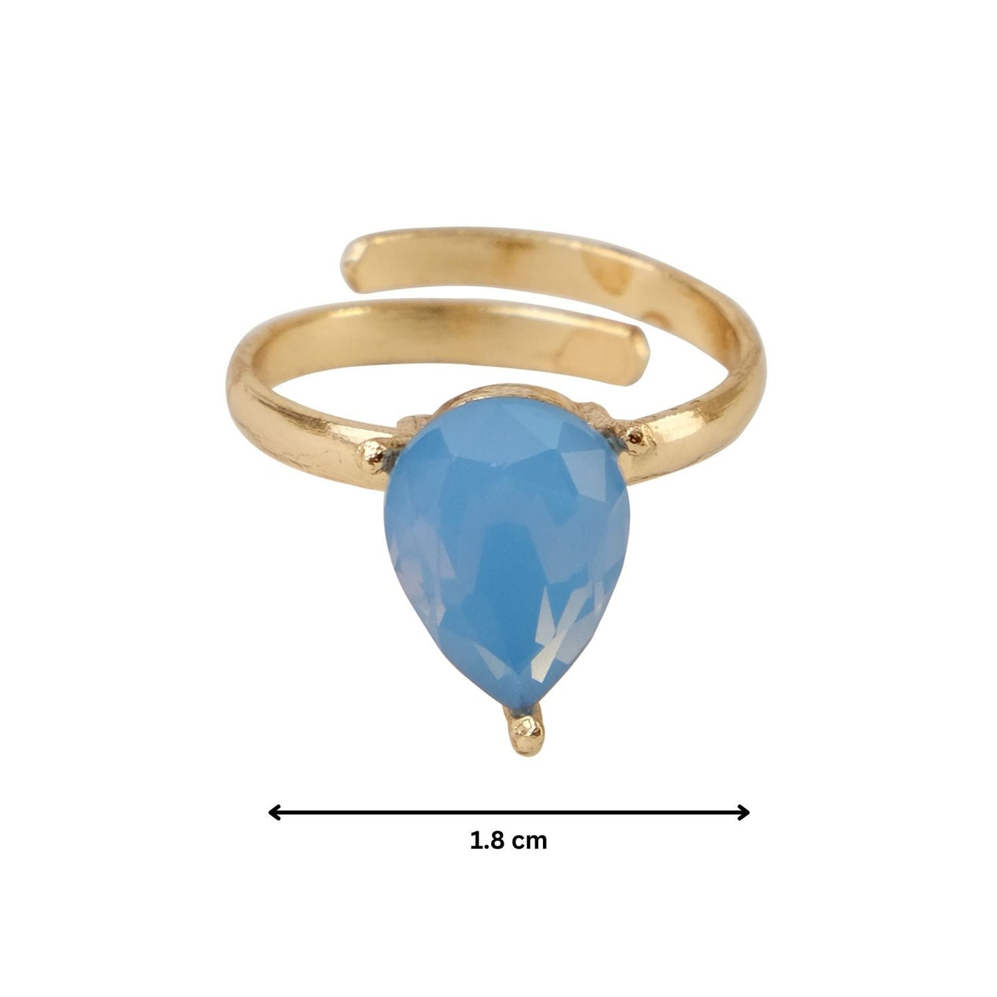 Azure Blue Glass Crystal Ring