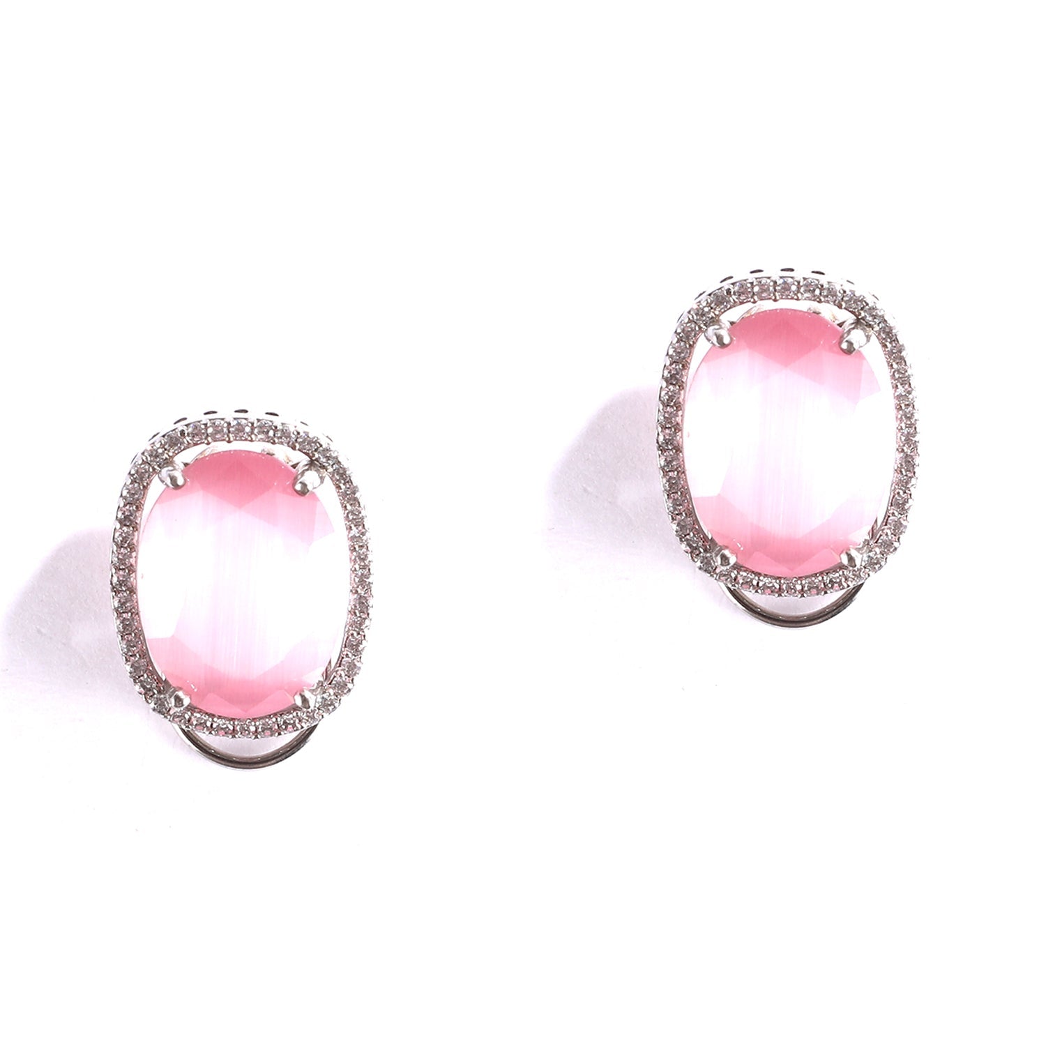 Baby Pink American Diamond Choker Necklace Set with Earrings