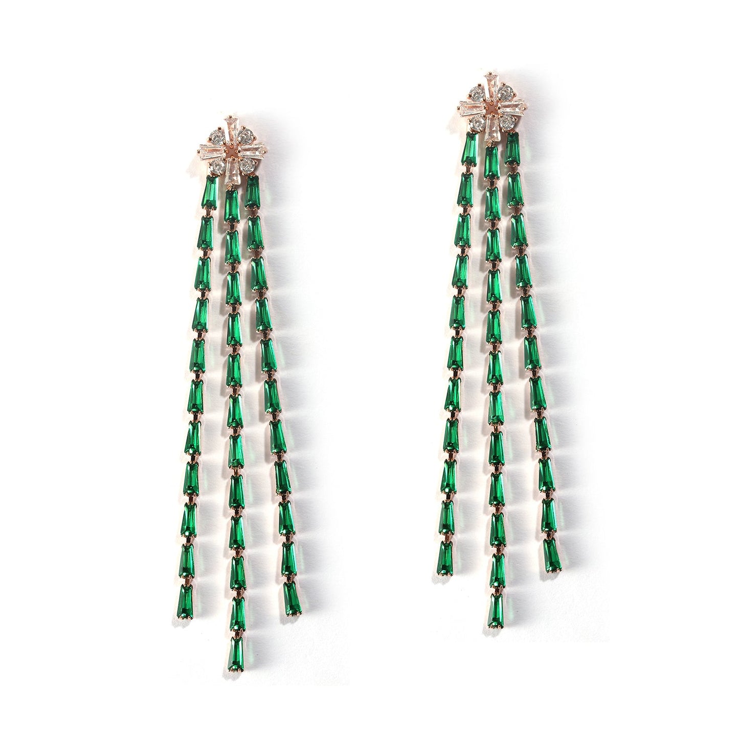 Baguette Studded Women Stylish Long Party Earrings