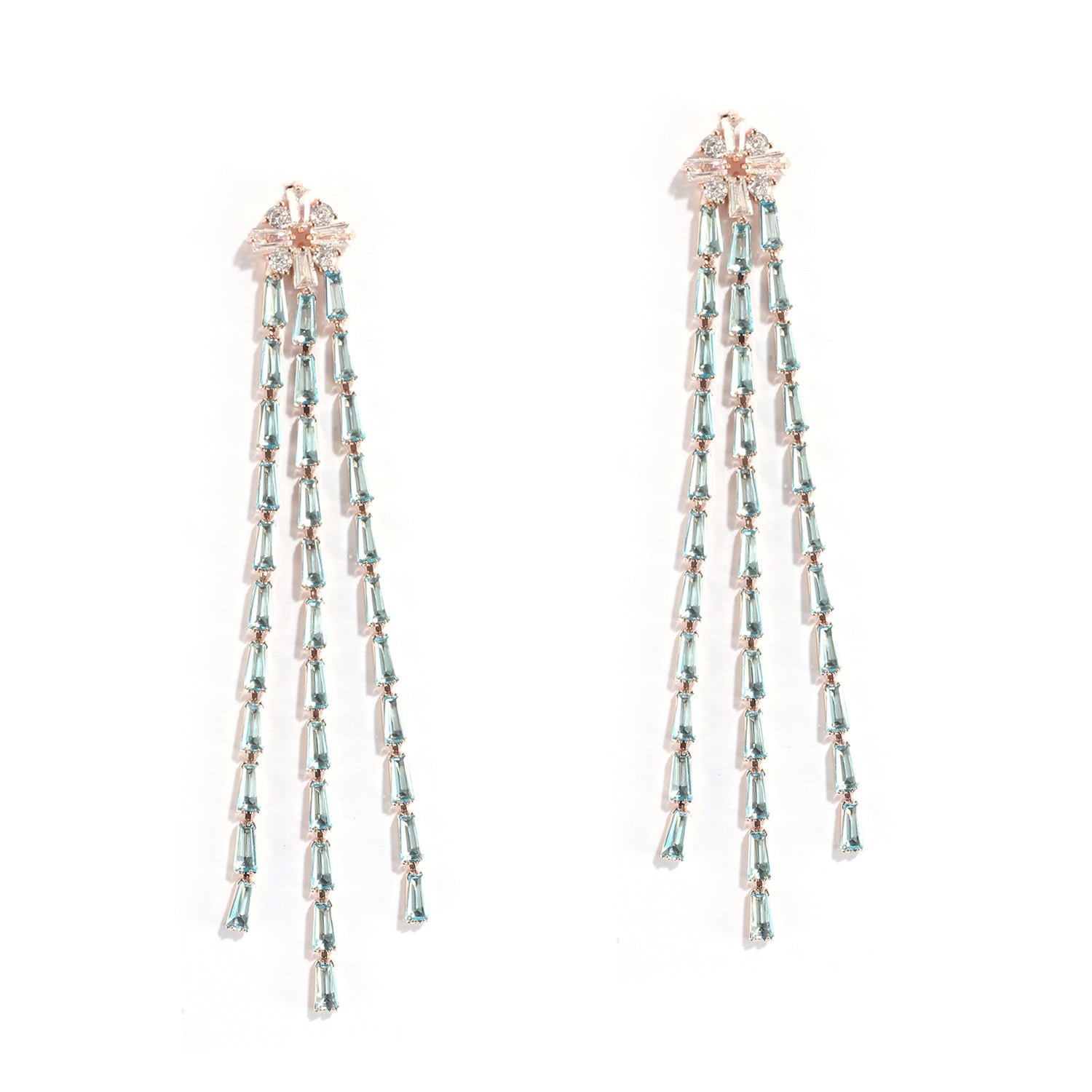 Baguette Studded Women Stylish Long Party Earrings