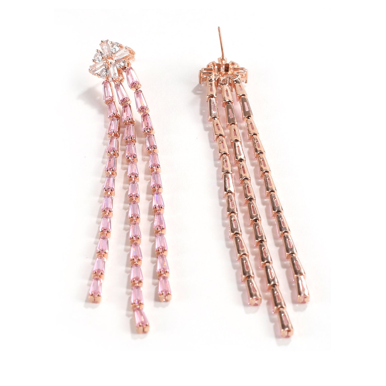 Baguette Studded Women Stylish Long Party Earrings