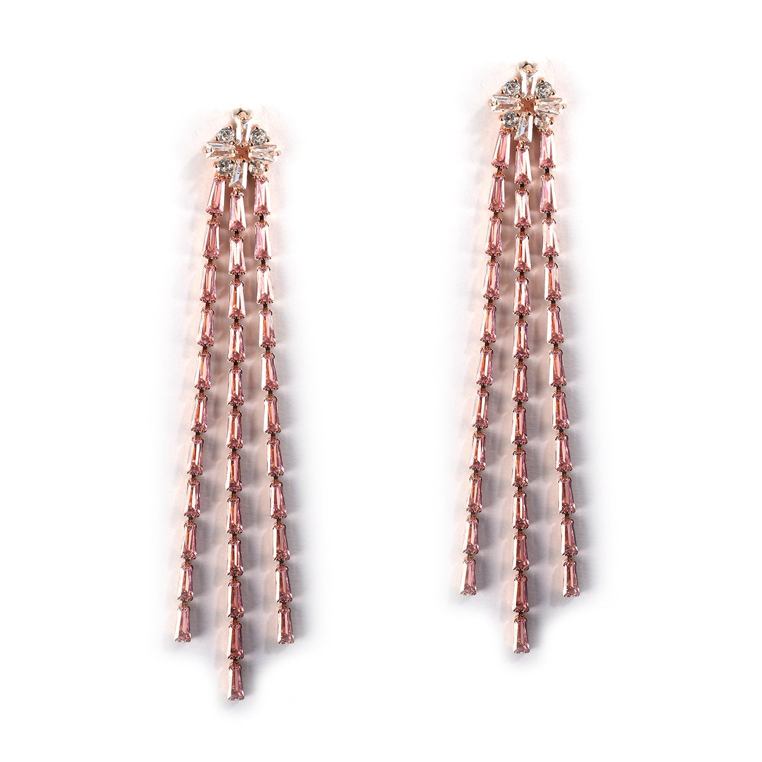 Baguette Studded Women Stylish Long Party Earrings