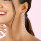 Baguette Studded Women Stylish Long Party Earrings