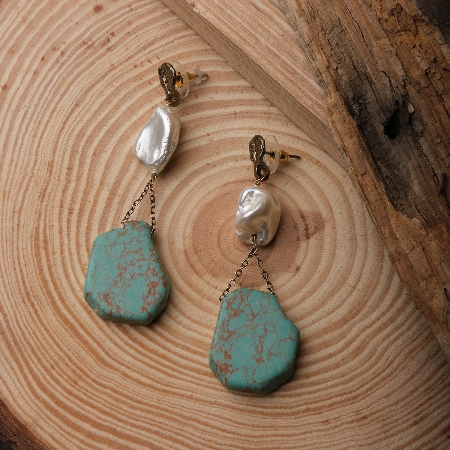 Baroque Pearl Aqua Dangler Earrings