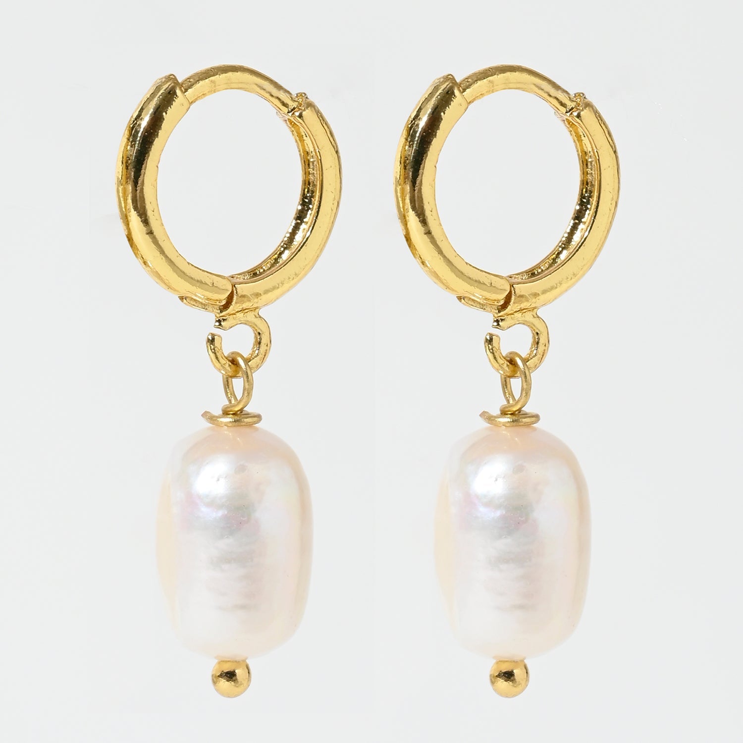 Baroque Pearl Drop Hoop Earrings
