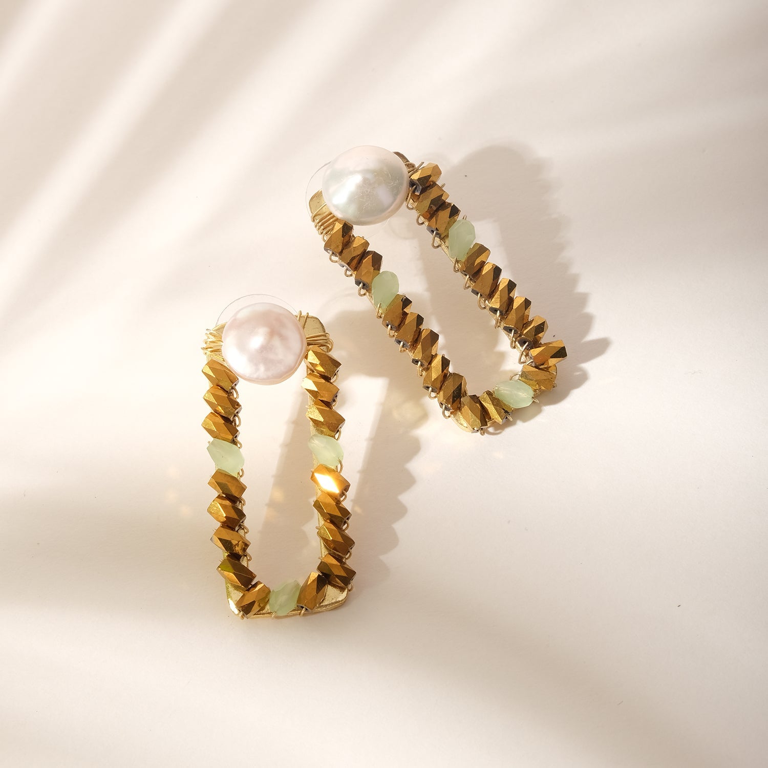 Baroque Pearl Elongated Bling Earrings