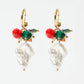 Baroque Pearl Glass Crystal Beads Drop Gold Earrings For Women and Girls