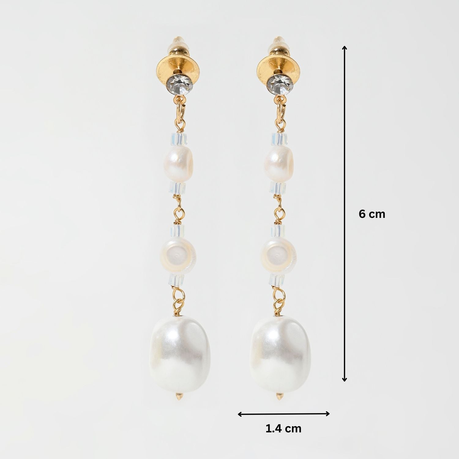 Baroque Pearl Glass Crystal Beads Drop Long Earrings