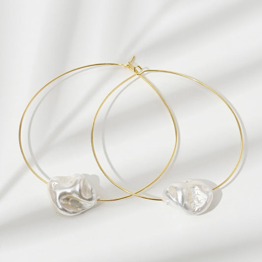 Baroque Pearl Hoop Earrings