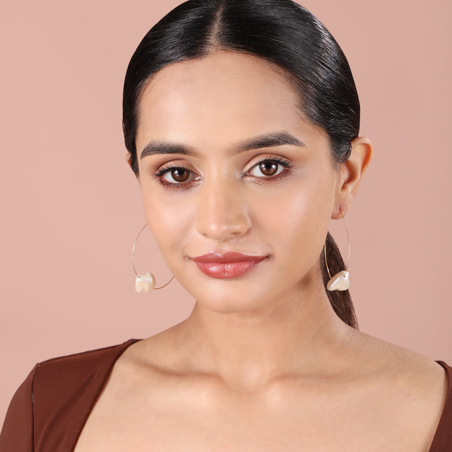 Baroque Pearl Hoop Earrings