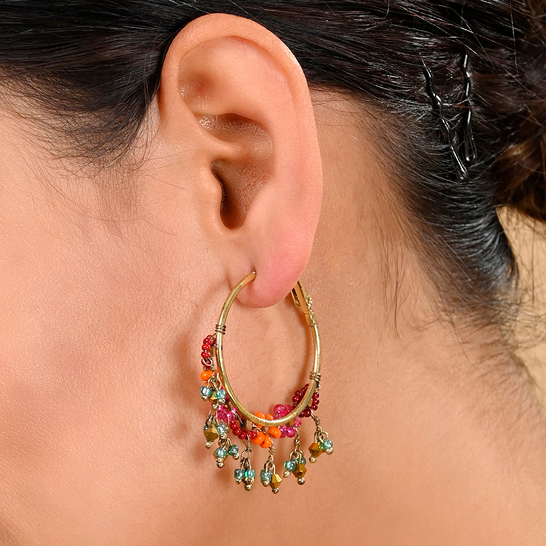 Beads Cascade Hoop Earrings