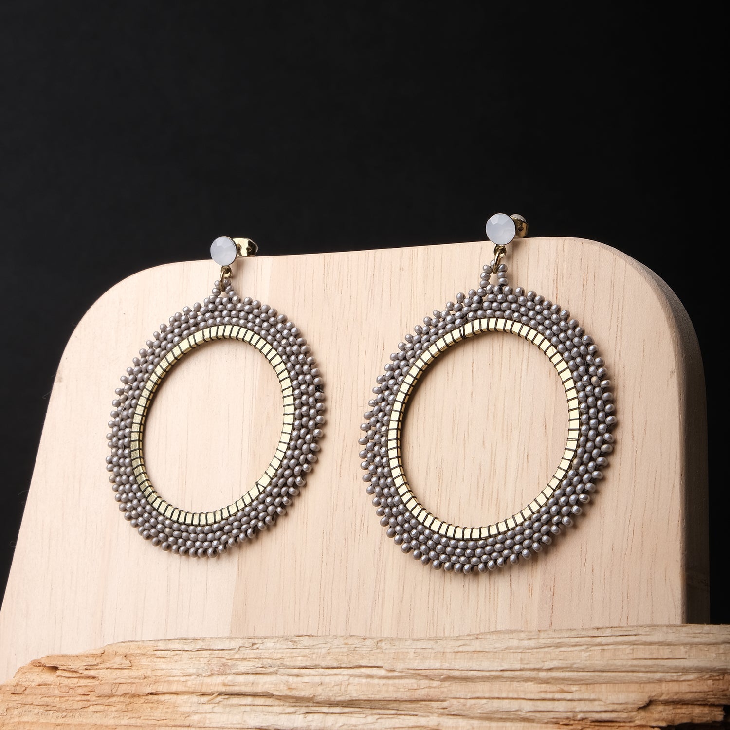 Beads Wrapped Circular Earrings