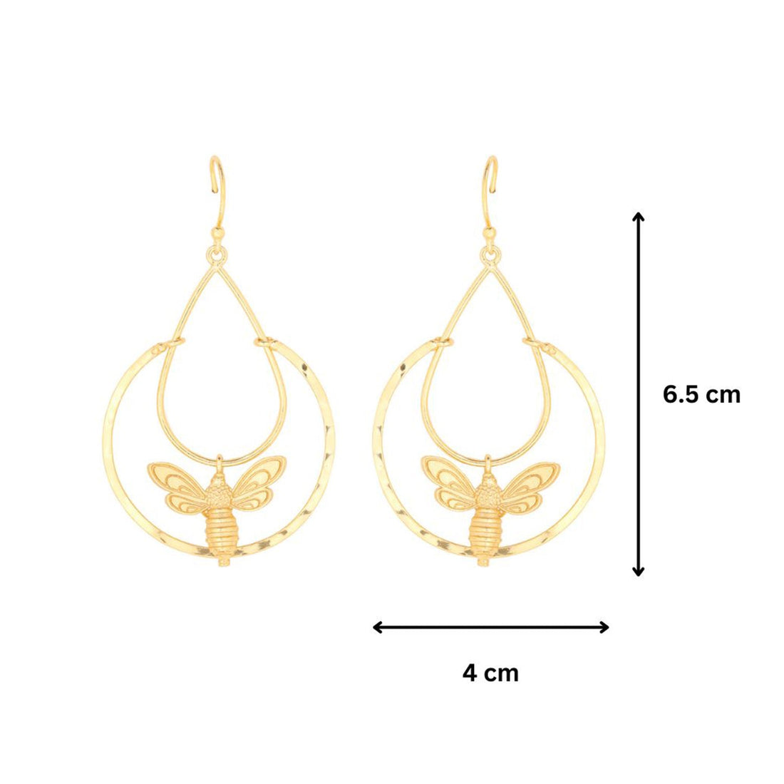 Bee Fish Hook Dangler Earrings