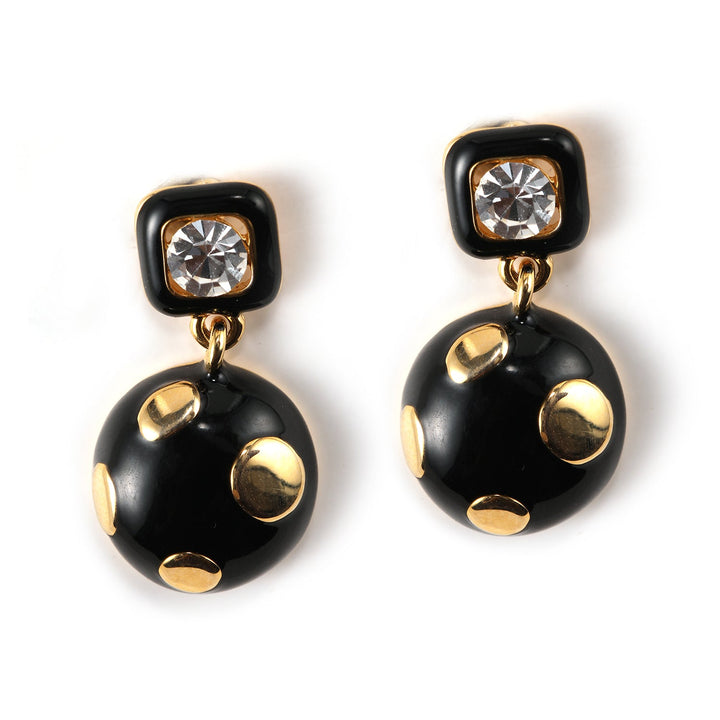 Black and Gold Enamel Drop Earrings