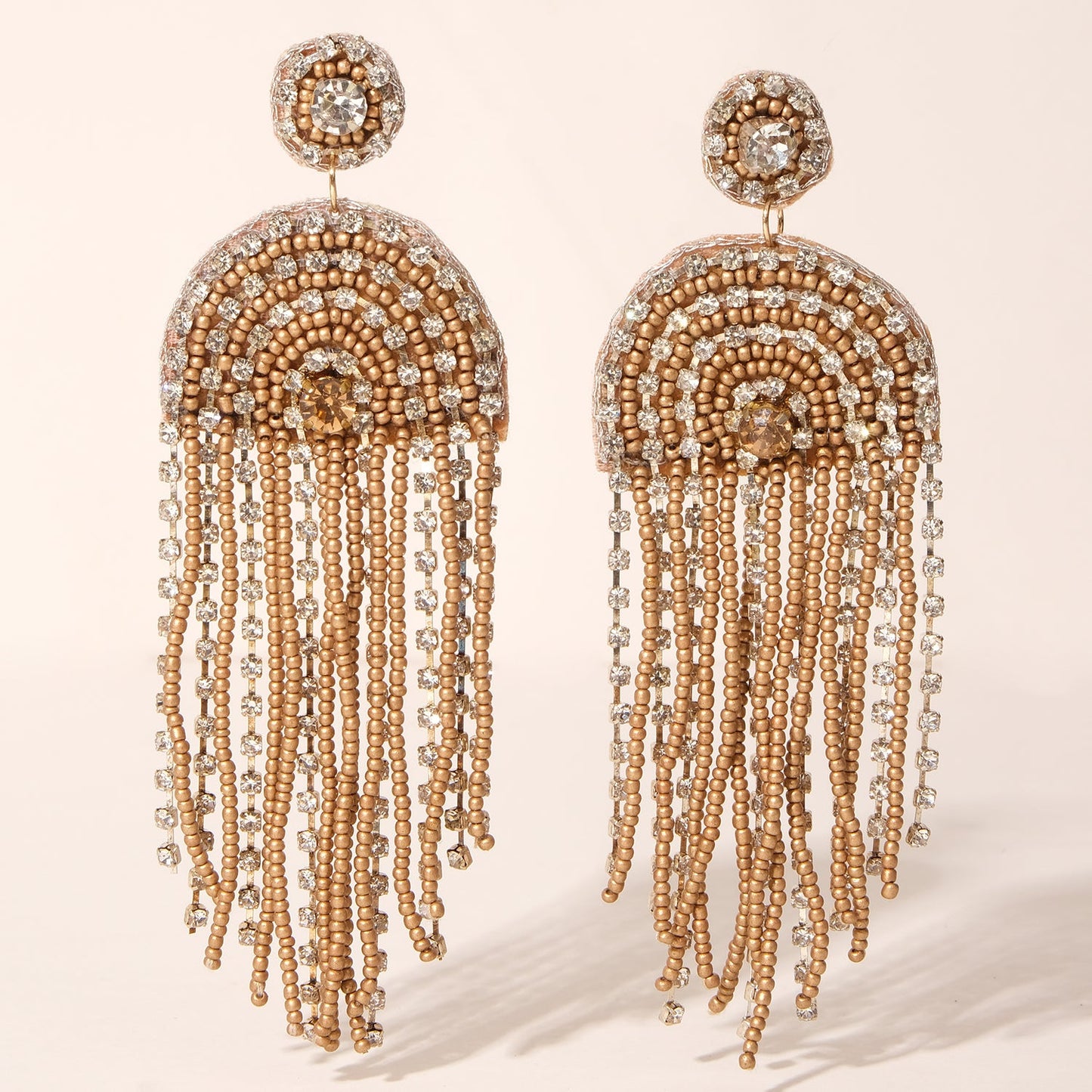 Bling Dazzle Golden Tassel Earrings