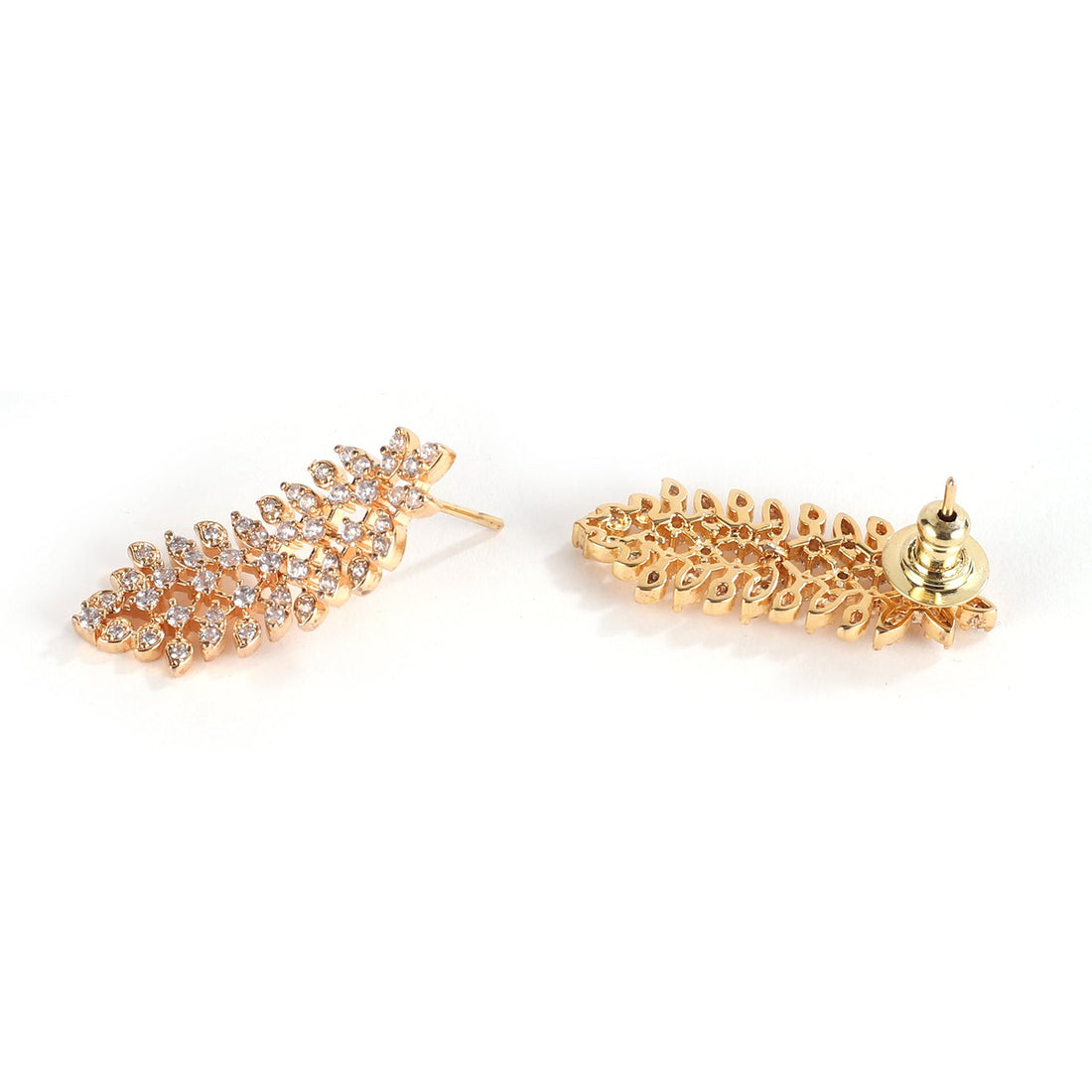 Classic White Micro Diamond Studded Chain Necklace Set With Earrings