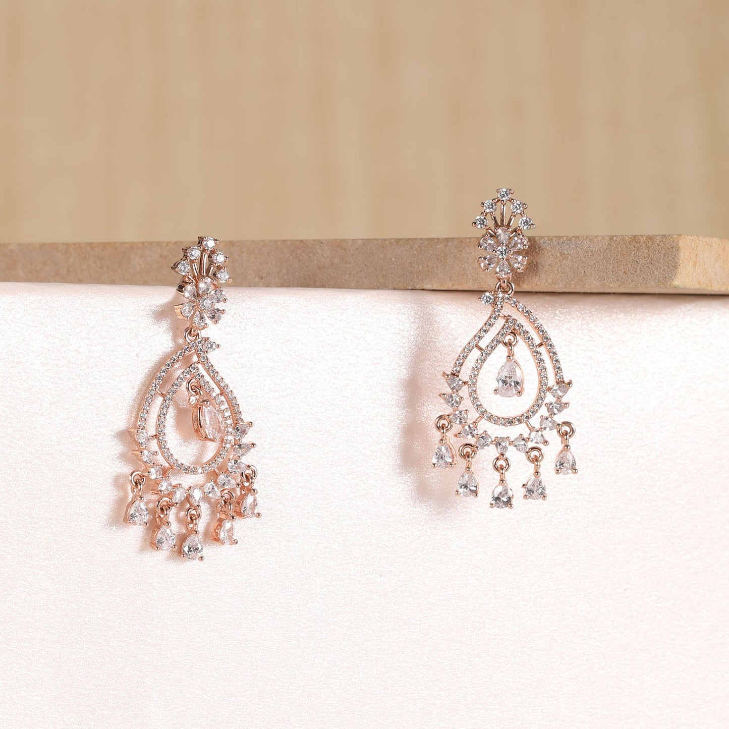 Contemporary Raindrop American Diamond Dangler Earrings