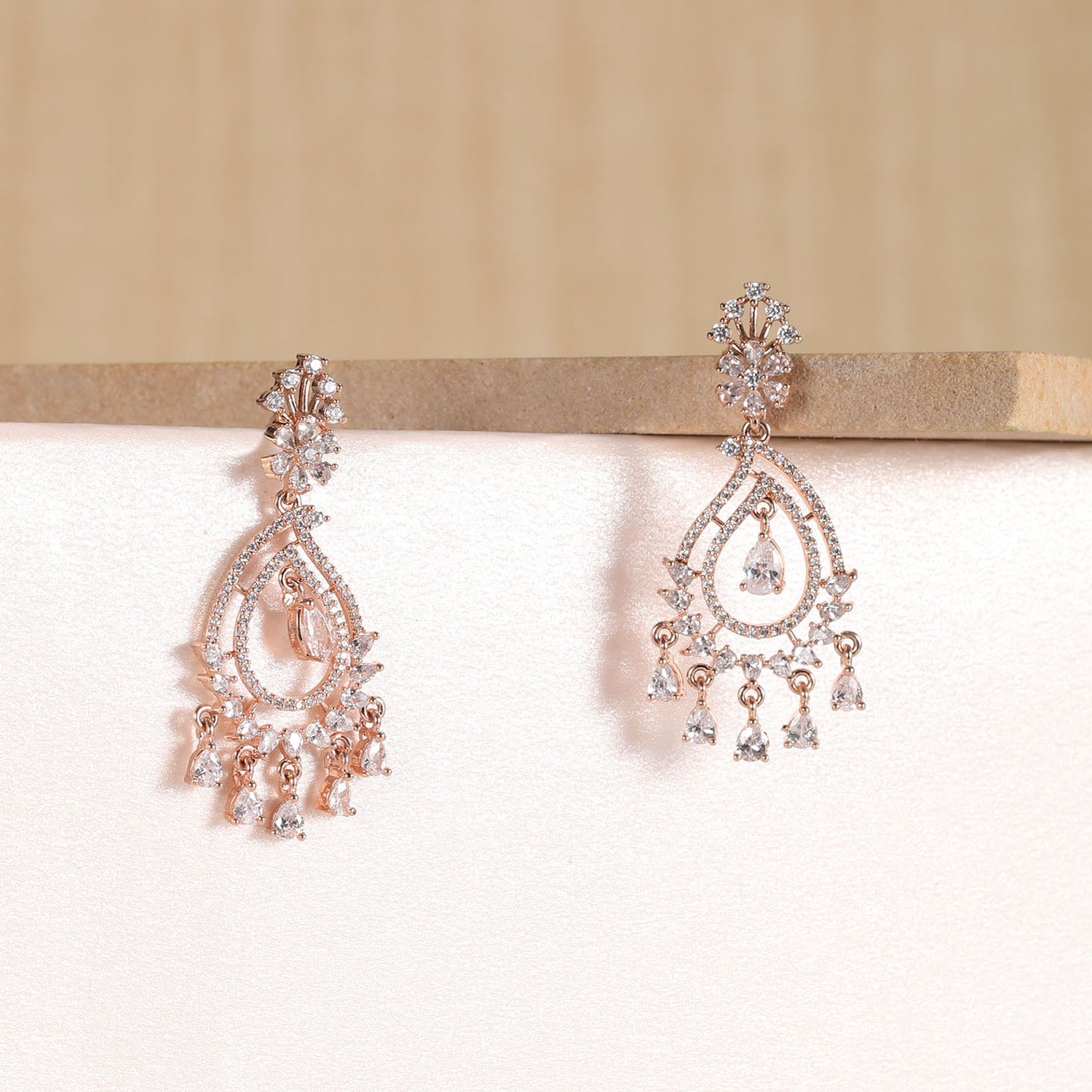 Contemporary Raindrop American Diamond Dangler Earrings