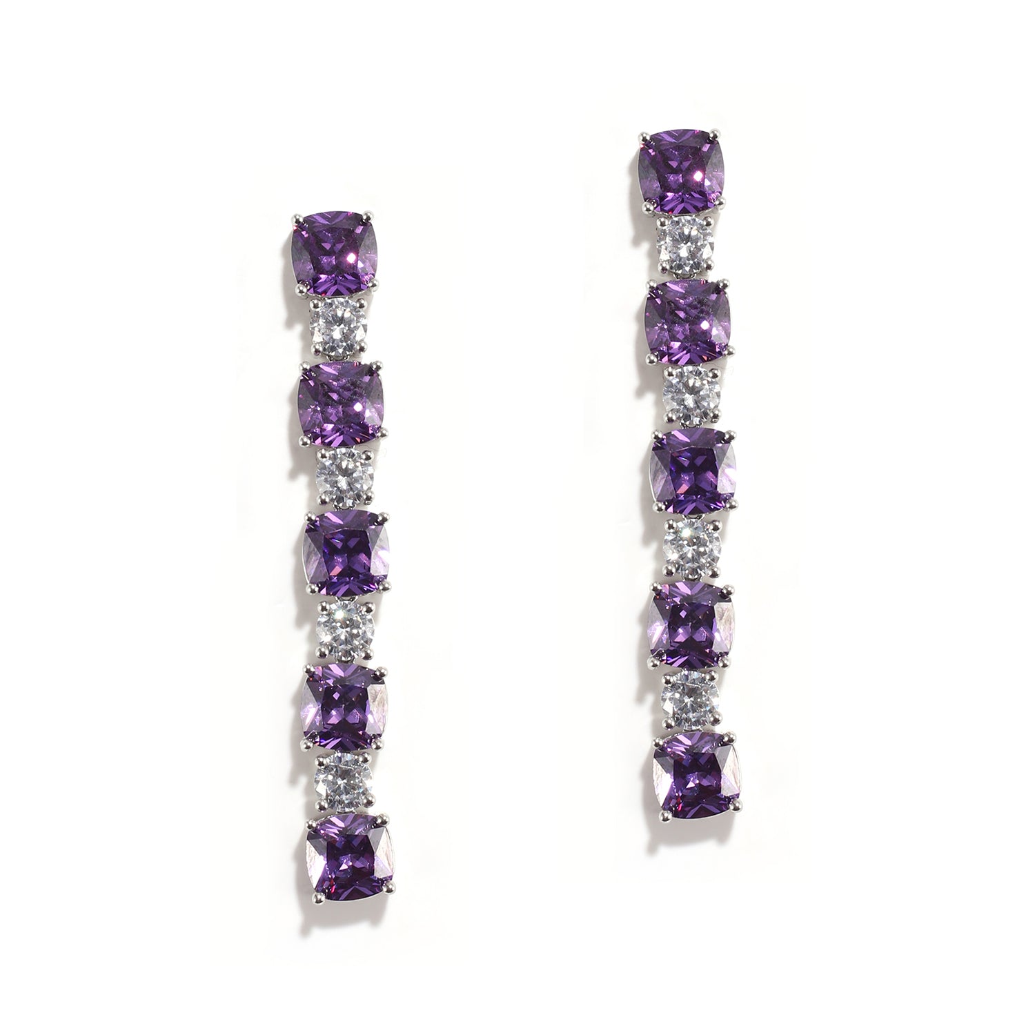 Contemporary Sapphire and American Diamond Drop Earrings