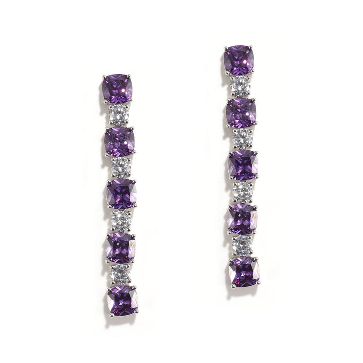 Contemporary Sapphire and American Diamond Drop Earrings
