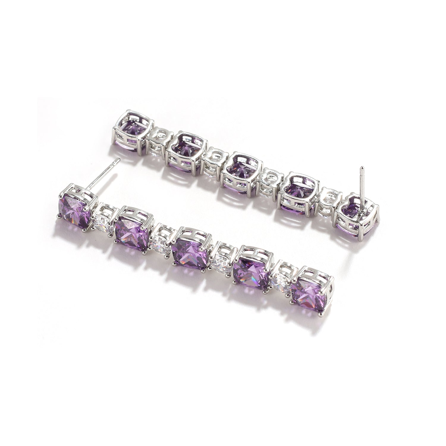 Contemporary Sapphire and American Diamond Drop Earrings