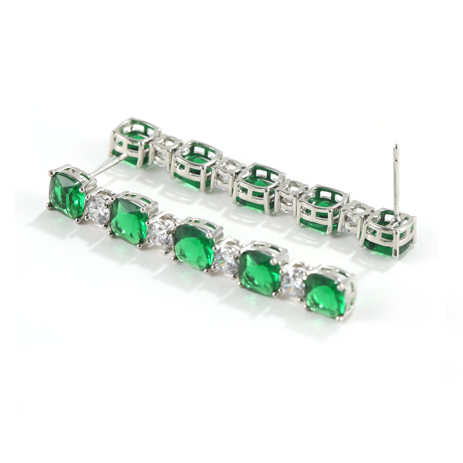 Contemporary Sapphire and American Diamond Drop Earrings