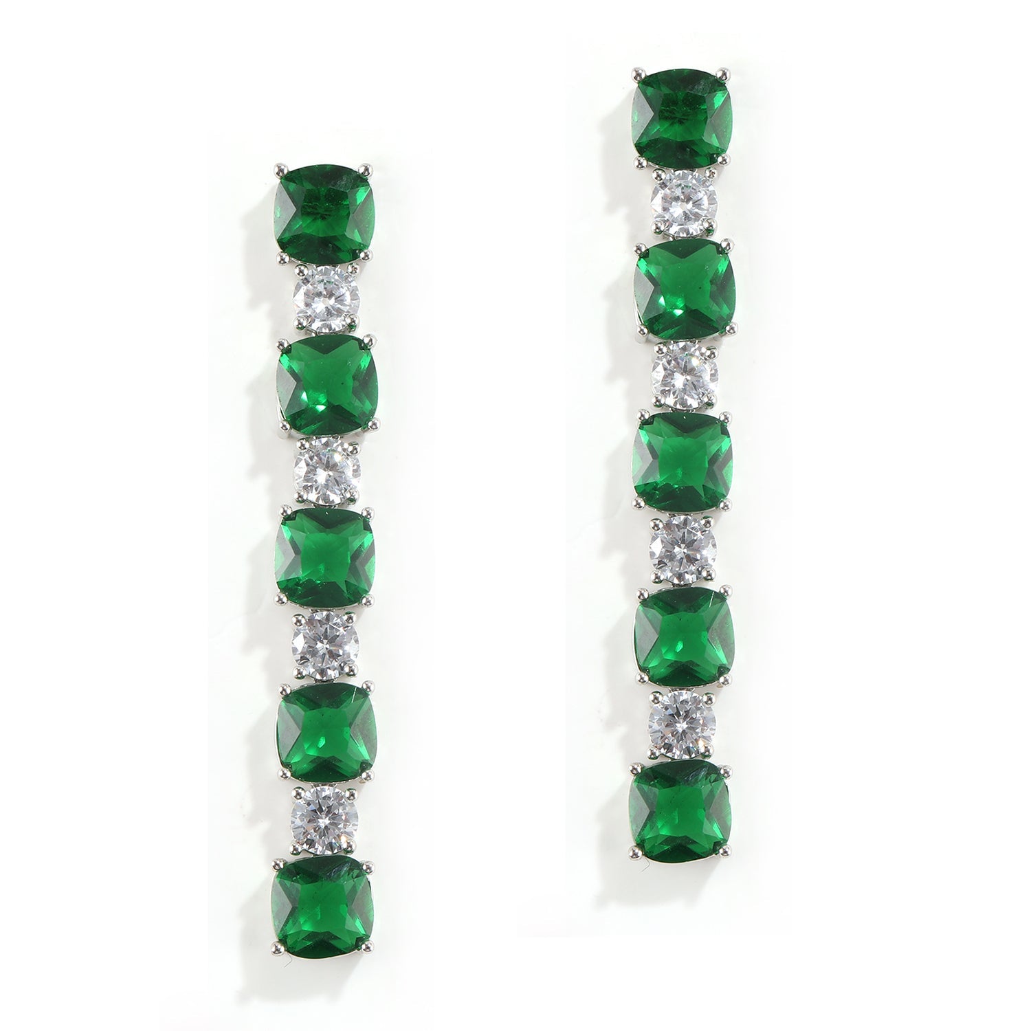 Contemporary Sapphire and American Diamond Drop Earrings